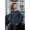 image:imageCOOFANDY Mens Long Sleeve Shirts Thermal TShirt Slim Fit Crewneck Sweater Knitted Pullover ShirtNavy