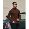 image:imageCOOFANDY Mens Mock Turtleneck Long Sleeve Shirts Fleece Ribbed Thermal Pullover Slim Fit Basic TShirtsBrown
