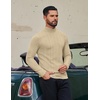 image:imageCOOFANDY Mens Mock Turtleneck Long Sleeve Shirts Fleece Ribbed Thermal Pullover Slim Fit Basic TShirtsLight Khaki