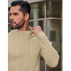 image:imageCOOFANDY Mens Mock Turtleneck Long Sleeve Shirts Fleece Ribbed Thermal Pullover Slim Fit Basic TShirtsLight Khaki