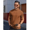 image:imageCOOFANDY Mens Mock Turtleneck Shirts Short Sleeve Casual Basic TShirts Ribbed Solid Pullover TopsCaramel