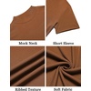 image:imageCOOFANDY Mens Mock Turtleneck Shirts Short Sleeve Casual Basic TShirts Ribbed Solid Pullover TopsCaramel