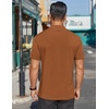 image:imageCOOFANDY Mens Mock Turtleneck Shirts Short Sleeve Casual Basic TShirts Ribbed Solid Pullover TopsCaramel