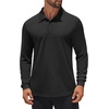 image:imageCOOFANDY Mens Polo Shirt Long Sleeve Golf Shirt Lightweight UPF 50 Sun Protection Quick Dry Moisture Wicking Collared ShirtBlack