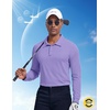 image:imageCOOFANDY Mens Polo Shirt Long Sleeve Golf Shirt Lightweight UPF 50 Sun Protection Quick Dry Moisture Wicking Collared ShirtLilac