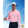 image:imageCOOFANDY Mens Polo Shirt Long Sleeve Golf Shirt Lightweight UPF 50 Sun Protection Quick Dry Moisture Wicking Collared ShirtPink