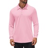 image:imageCOOFANDY Mens Polo Shirt Long Sleeve Golf Shirt Lightweight UPF 50 Sun Protection Quick Dry Moisture Wicking Collared ShirtPink