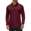 image:imageCOOFANDY Mens Polo Shirt Long Sleeve Golf Shirt Lightweight UPF 50 Sun Protection Quick Dry Moisture Wicking Collared ShirtWine Red