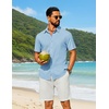 image:imageCOOFANDY Mens Short Sleeve Button Down Shirt Casual Cotton Beach Shirts  SoftBreathableLightweightButton UpEasy CareBeachSummer ShirtsVacation WearCruiseTravelWeddingPartyFamliy PhotoLight Blue
