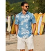 image:imageCOOFANDY Mens Short Sleeve Button Down Shirt Casual Cotton Beach Shirts  SoftBreathableLightweightButton UpEasy CareBeachSummer ShirtsVacation WearCruiseTravelWeddingPartyFamliy PhotoBluewhite Flower