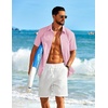 image:imageCOOFANDY Mens Short Sleeve Button Down Shirt Casual Cotton Beach Shirts  SoftBreathableLightweightButton UpEasy CareBeachSummer ShirtsVacation WearCruiseTravelWeddingPartyFamliy PhotoPink
