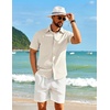 image:imageCOOFANDY Mens Short Sleeve Button Down Shirt Casual Cotton Beach Shirts  SoftBreathableLightweightButton UpEasy CareBeachSummer ShirtsVacation WearCruiseTravelWeddingPartyFamliy PhotoBeige