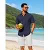 image:imageCOOFANDY Mens Short Sleeve Button Down Shirt Casual Cotton Beach Shirts  SoftBreathableLightweightButton UpEasy CareBeachSummer ShirtsVacation WearCruiseTravelWeddingPartyFamliy PhotoNavy Blue