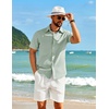 image:imageCOOFANDY Mens Short Sleeve Button Down Shirt Casual Cotton Beach Shirts  SoftBreathableLightweightButton UpEasy CareBeachSummer ShirtsVacation WearCruiseTravelWeddingPartyFamliy PhotoLight Green
