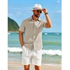 image:imageCOOFANDY Mens Short Sleeve Button Down Shirt Casual Cotton Beach Shirts  SoftBreathableLightweightButton UpEasy CareBeachSummer ShirtsVacation WearCruiseTravelWeddingPartyFamliy PhotoKhaki