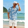 image:imageCOOFANDY Mens Short Sleeve Button Down Shirt Casual Cotton Beach Shirts  SoftBreathableLightweightButton UpEasy CareBeachSummer ShirtsVacation WearCruiseTravelWeddingPartyFamliy PhotoBluewhite Flower