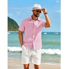 image:imageCOOFANDY Mens Short Sleeve Button Down Shirt Casual Cotton Beach Shirts  SoftBreathableLightweightButton UpEasy CareBeachSummer ShirtsVacation WearCruiseTravelWeddingPartyFamliy PhotoPink