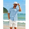 image:imageCOOFANDY Mens Short Sleeve Button Down Shirt Casual Cotton Beach Shirts  SoftBreathableLightweightButton UpEasy CareBeachSummer ShirtsVacation WearCruiseTravelWeddingPartyFamliy PhotoLight Blue