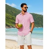 image:imageCOOFANDY Mens Short Sleeve Button Down Shirt Casual Cotton Beach Shirts  SoftBreathableLightweightButton UpEasy CareBeachSummer ShirtsVacation WearCruiseTravelWeddingPartyFamliy PhotoPink