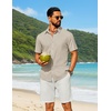 image:imageCOOFANDY Mens Short Sleeve Button Down Shirt Casual Cotton Beach Shirts  SoftBreathableLightweightButton UpEasy CareBeachSummer ShirtsVacation WearCruiseTravelWeddingPartyFamliy PhotoKhaki