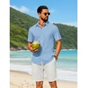image:imageCOOFANDY Mens Short Sleeve Button Down Shirt Casual Cotton Beach Shirts  SoftBreathableLightweightButton UpEasy CareBeachSummer ShirtsVacation WearCruiseTravelWeddingPartyFamliy PhotoBlue