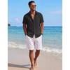 image:imageCOOFANDY Mens Short Sleeve Button Down Shirts Casual Cotton Beach Summer Linen Textured ShirtsBlack