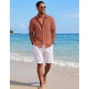image:imageCOOFANDY Mens Short Sleeve Button Down Shirts Casual Cotton Beach Summer Linen Textured ShirtsBurnt Orange