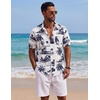 image:imageCOOFANDY Mens Short Sleeve Button Down Shirts Casual Cotton Beach Summer Linen Textured ShirtsCoconut Treewhite