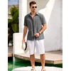 image:imageCOOFANDY Mens Short Sleeve Button Down Shirts Casual Cotton Beach Summer Linen Textured ShirtsDark Grey