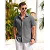 image:imageCOOFANDY Mens Short Sleeve Button Down Shirts Casual Cotton Beach Summer Linen Textured ShirtsDark Grey