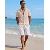 image:imageCOOFANDY Mens Short Sleeve Button Down Shirts Casual Cotton Beach Summer Linen Textured ShirtsKhaki