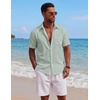image:imageCOOFANDY Mens Short Sleeve Button Down Shirts Casual Cotton Beach Summer Linen Textured ShirtsSage Green