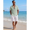 image:imageCOOFANDY Mens Short Sleeve Button Down Shirts Casual Cotton Beach Summer Linen Textured ShirtsSage Green