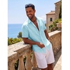 image:imageCOOFANDY Mens Short Sleeve Button Down Shirts Casual Cotton Beach Summer Linen Textured ShirtsSky Blue