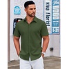 image:imageCOOFANDY Mens Short Sleeve Button Down Shirts Casual Summer Dress Untucked ShirtsForest Green