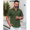 image:imageCOOFANDY Mens Short Sleeve Button Down Shirts Casual Summer Dress Untucked ShirtsForest Green