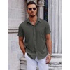 image:imageCOOFANDY Mens Short Sleeve Button Down Shirts Casual Summer Shirt Untucked Dress ShirtsDeep Green