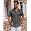 image:imageCOOFANDY Mens Short Sleeve Button Down Shirts Casual Summer Shirt Untucked Dress ShirtsDeep Green