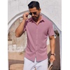 image:imageCOOFANDY Mens Short Sleeve Button Down Shirts Casual Summer Shirt Untucked Dress ShirtsRose