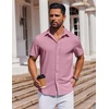image:imageCOOFANDY Mens Short Sleeve Button Down Shirts Casual Summer Shirt Untucked Dress ShirtsRose