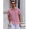 image:imageCOOFANDY Mens Short Sleeve Button Down Shirts Casual Summer Shirt Untucked Dress ShirtsRose