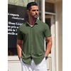 image:imageCOOFANDY Mens Short Sleeve Button Down Shirts Wrinkle Free Dress Shirt for Men Casual Untucked Shirt with PocketArmy Green