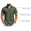 image:imageCOOFANDY Mens Short Sleeve Button Down Shirts Wrinkle Free Dress Shirt for Men Casual Untucked Shirt with PocketArmy Green