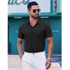 image:imageCOOFANDY Mens Short Sleeve Button Down Shirts Wrinkle Free Dress Shirt for Men Casual Untucked Shirt with PocketBlack