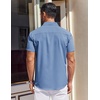 image:imageCOOFANDY Mens Short Sleeve Button Down Shirts Wrinkle Free Dress Shirt for Men Casual Untucked Shirt with PocketCaptain Blue