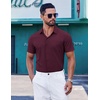image:imageCOOFANDY Mens Short Sleeve Button Down Shirts Wrinkle Free Dress Shirt for Men Casual Untucked Shirt with PocketDark Red