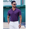 image:imageCOOFANDY Mens Short Sleeve Button Down Shirts Wrinkle Free Dress Shirt for Men Casual Untucked Shirt with PocketDeep Purple