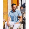 image:imageCOOFANDY Mens Short Sleeve Button Down Shirts Wrinkle Free Dress Shirt for Men Casual Untucked Shirt with PocketLight Blue