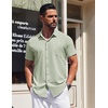 image:imageCOOFANDY Mens Short Sleeve Button Down Shirts Wrinkle Free Dress Shirt for Men Casual Untucked Shirt with PocketLight Green