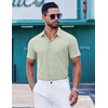 image:imageCOOFANDY Mens Short Sleeve Button Down Shirts Wrinkle Free Dress Shirt for Men Casual Untucked Shirt with PocketLight Green